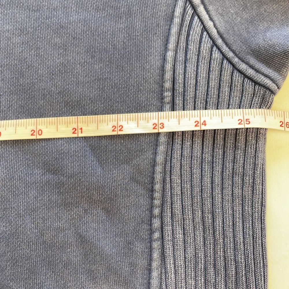 AERIE Down-To-Earth Crewneck Sweatshirt Checked Out Faded Blue Ribbed Oversize S - Picture 11 of 15